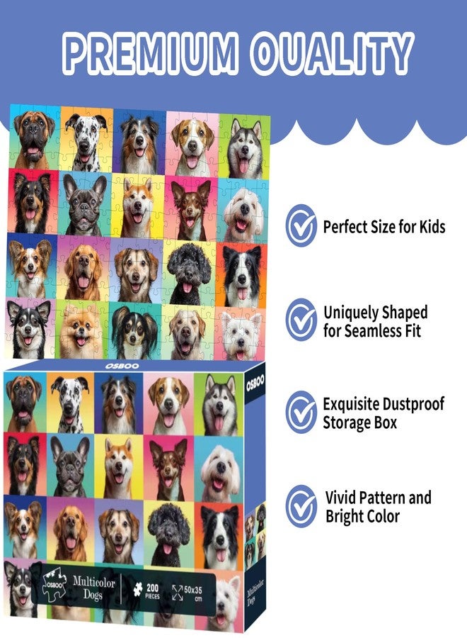 OSBOO Dog Puzzles for Kids Ages 6-8 8-10, 200 Pieces Jigsaw Puzzle for Kids and Adults, Multicolor Puppy Theme Puzzles for Children, Christmas Collection Gift - Image 5